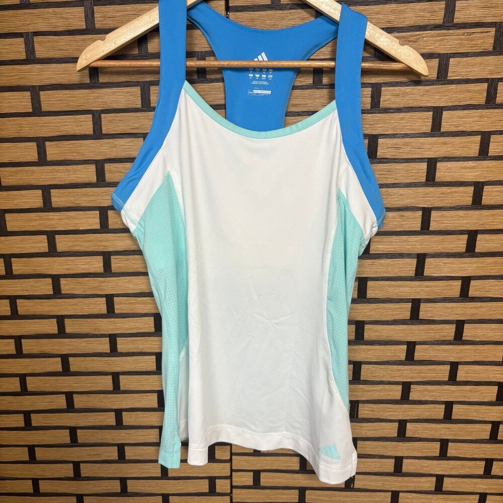 Adidas White Tank Top With Built In Bra Size Large